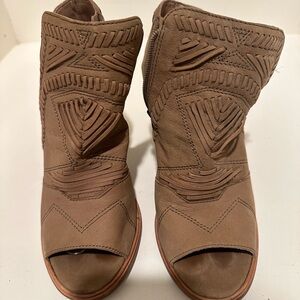 Vince Camuto Tan Peep-Toe Ankle Boots